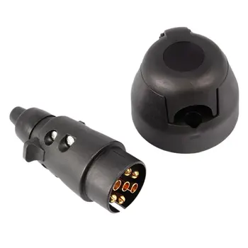 

Tirol 7 Pin Car Trailer Plug + 7 Pin Trailer Light Connector Round Socket N-Type Transfer Signal Adapter Black