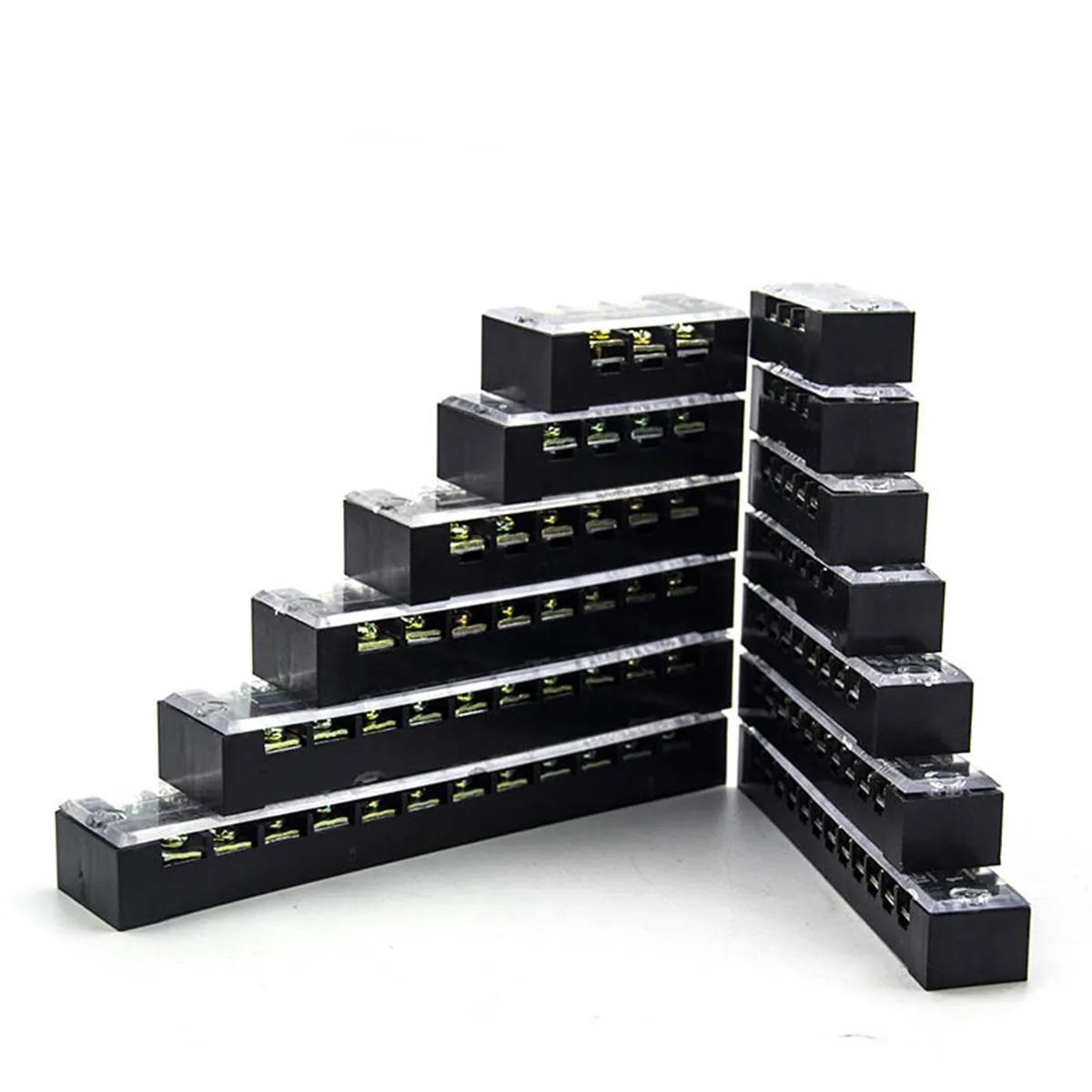 

OOTDTY 600V 15A 25A 45A 3/4/5/6/10/12 Positions Dual Row Barrier Screw Terminal Block Wire Connector