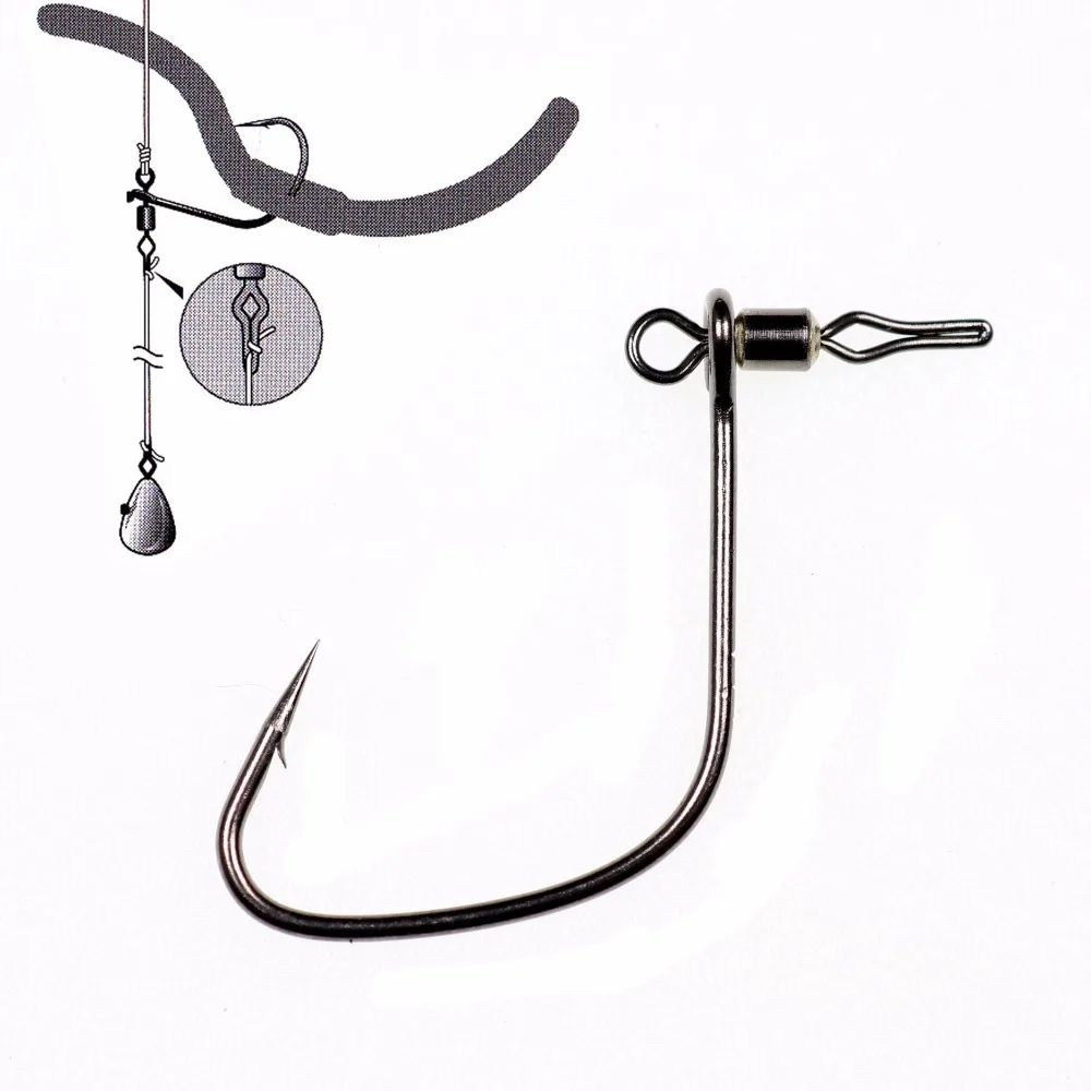 Wifreo 20PCS Down Shot Rig Hook Worm Hook with Swivel Fishing Hook for
