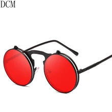 Steampunk Sunglasses Round Metal Sunglass Women Style Retro Flip Circular Double Metal Sun Glasses Men