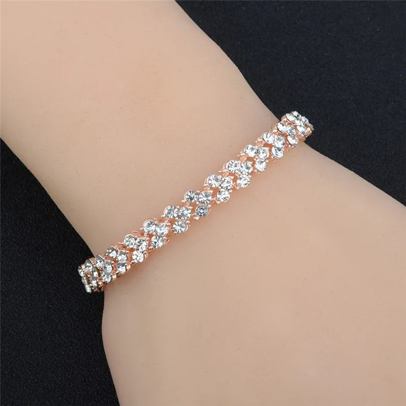 Blingbox-store Women Simple Crystal Adjustable Rose Gold Chain Bracelets Bangle Party Gift Jewelry Blingbox-store Women Simple Crystal Adjustable Rose Gold Chain Bracelets Bangle Party Gift Jewelry