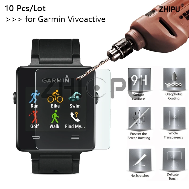 

10 Pcs/Lot 9H Premium Tempered Glass For Garmin Vivoactive Screen Protector protective film For Garmin Vivoactive ( Not HR )