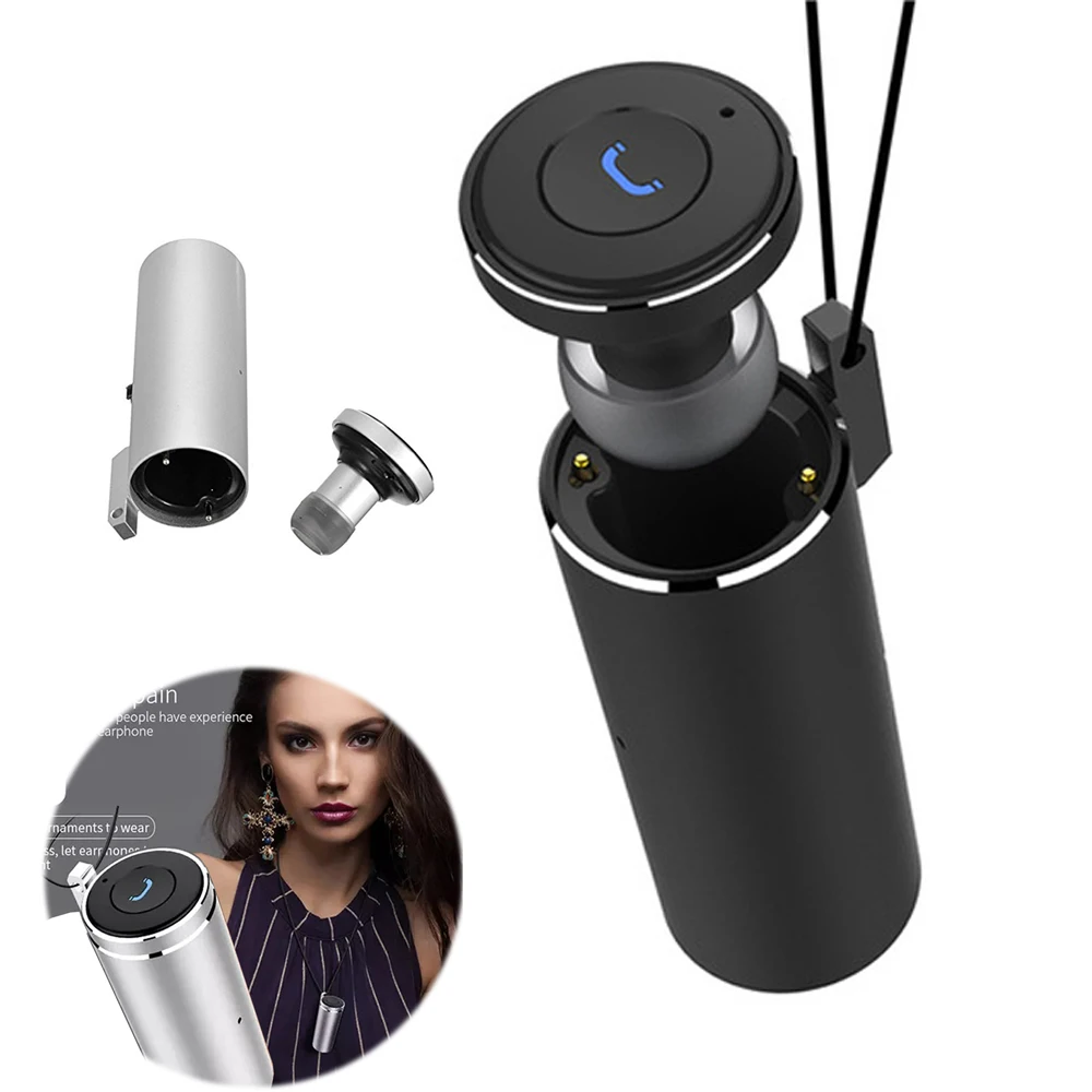 

Mini Bluetooth Earphone Necklace Q20 Earbuds With Mic Charger Box Power Bank In Ear Headset Hands Free Call Earpiece For iPhone
