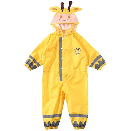 Kocotree/детский желтый дождевик с жирафом; Детский комбинезон; дождевик для маленьких мальчиков и девочек; комплекты водонепроницаемой одежды для детей - Цвет: Yellow Giraffe