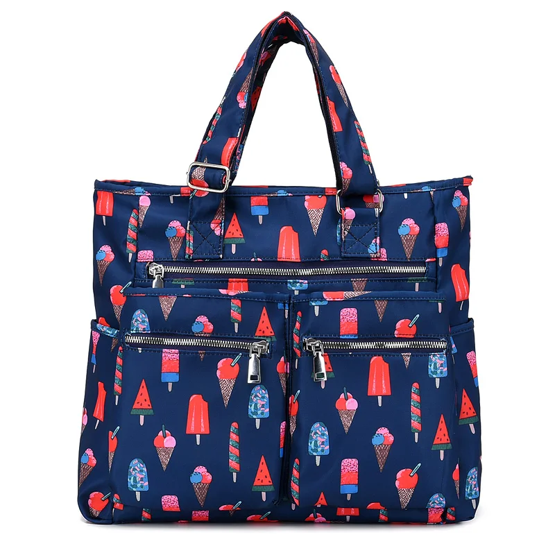 Casual Women Travel Top- handle Bag Nylon Trip Shoulder Bag Solid Mummy Waterproof Handbag Portable Big Tote purse