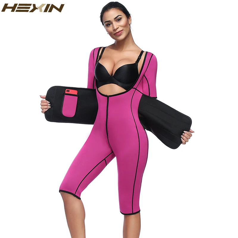 HEXIN Hot Neoprene Sauna Sweat Full Body Shaper Weight Loss Waist Trainer Zipper Corsets Women Slimming Shapewear Underwear