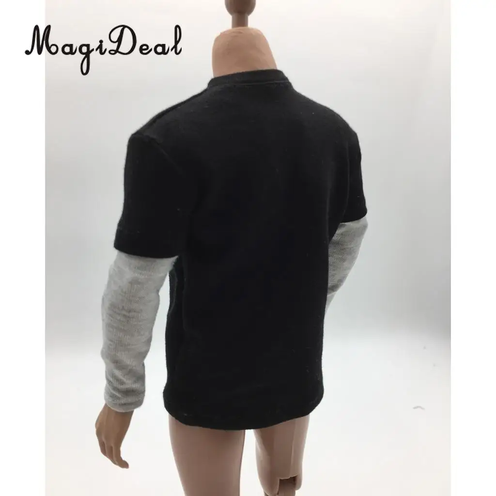 MagiDeal 1/6 Scale Mens Red Double Sleeve Long T-shirt Clothes for 12 Inch Male Action Figure Body   3Colors