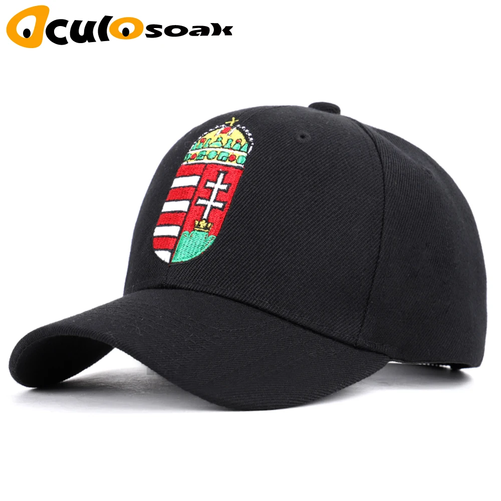 

Men Women solid color hat Hungarian flag embroidery baseball cap Caps dad Bone White Black Couple Snapback Sun Visor