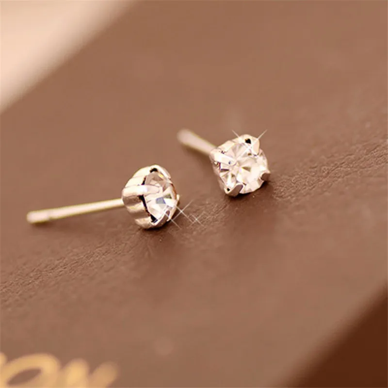 

2019 New Korean Fashion crystal cubic zirconia small stud earrings for women Girl Square cute vintage earrings ear cuff jewelry