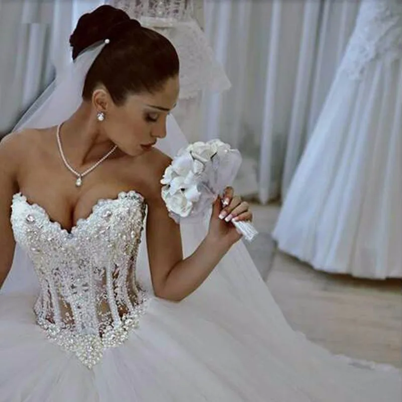 Vestido De Noiva белые Романтические свадебные платья без бретелек бальное платье с