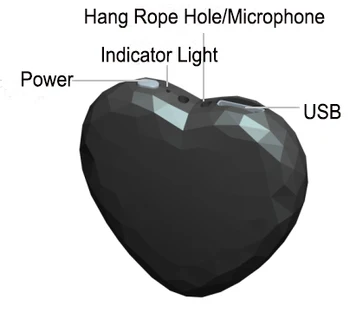 

Mini Heart shape hidden necklace voice activated recorder