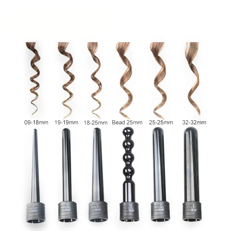 

6 in 1 Ceramic Pro Curling Iron Wand Hair Curler Set Pro Interchangeable Barrel Tourmaline Curling Iron Machine Hair Styles Tool