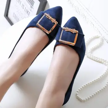 

Ladies Ballet Flat Shoes Bow Pointy Toe Lazy Flats Women Fashion Loafers Casual Moccasins Boat Shoes 2018 Spring Plus Size 43