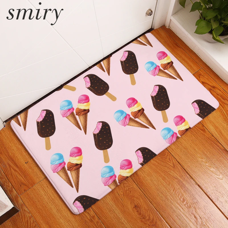 

Smiry 40*60cm flannel in front of door mats colorful cool summer ice cream mats dustproof bedroom bedside foot pads home decor