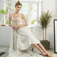 Новая сексуальная летняя женская перспективная тонкая ночная рубашка с открытой спиной сексуальная Длинная Розовая тонкая ночная рубашка с v-образным вырезом шелковое платье