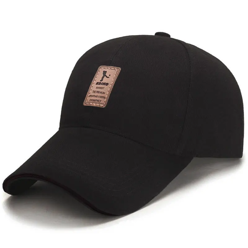 Новая весенняя простая длинная бейсбольная кепка для мужчин и женщин Кепка с козырьком от солнца Солнечная шляпка для отдыха Лето хлопок шляпы для гольфа - Цвет: blakc black