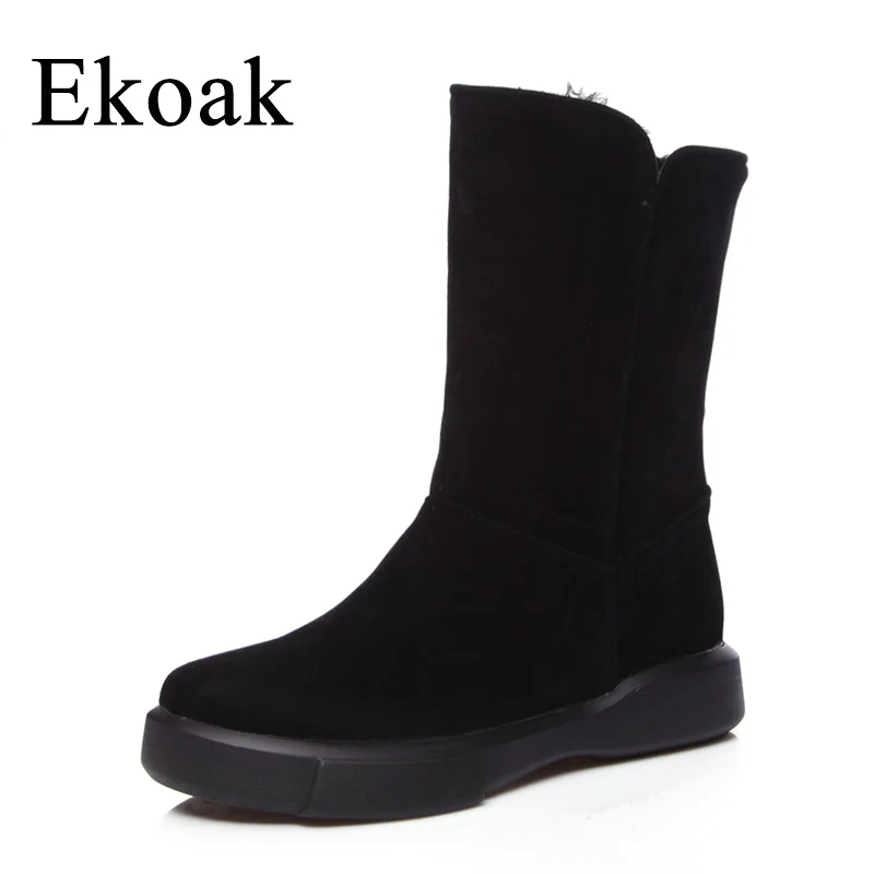 

Ekoak 2018 Fashion Women Winter Boots Warm Plush Women Snow Boots Ladies Casual Platform Shoes Woman Mid-calf Boots