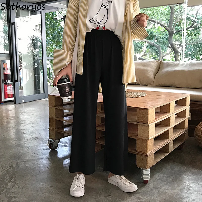 

Pants Women Loose Student Leisure Solid Elastic Waist High Quality Womens Trendy Korean Style 2019 Elegant Lovely Daily Trousers