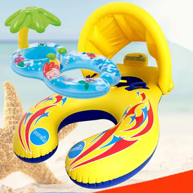 Родитель-ребенок дважды Плавание ming кольцо защиты от солнца детские надувные Плавание кольцо поплавка лодка со съемным козырьком Плавание