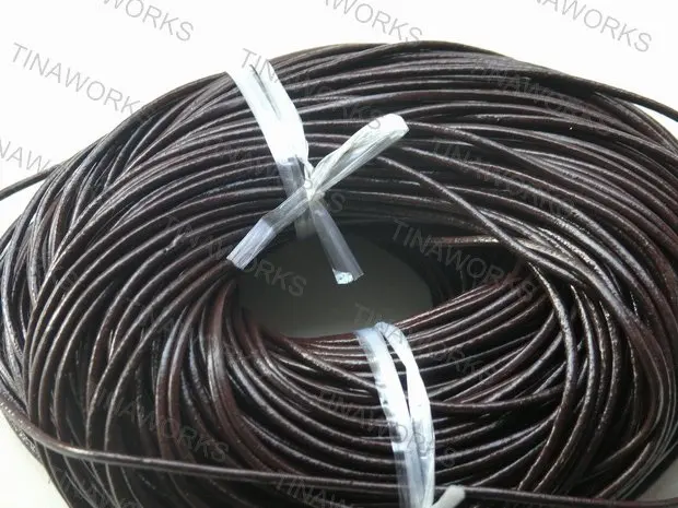 

FREE SHIPPING 100m Brown Real Leather Necklace Cord/String Without Clasp 3.0mm
