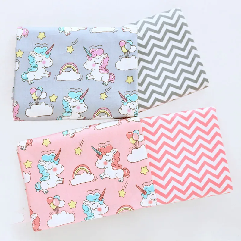 

160CM*50CM unicorn wave cartoon infant baby cotton fabric for DIY kid crib bedding sheet handwork decor patchwork fabric tissue