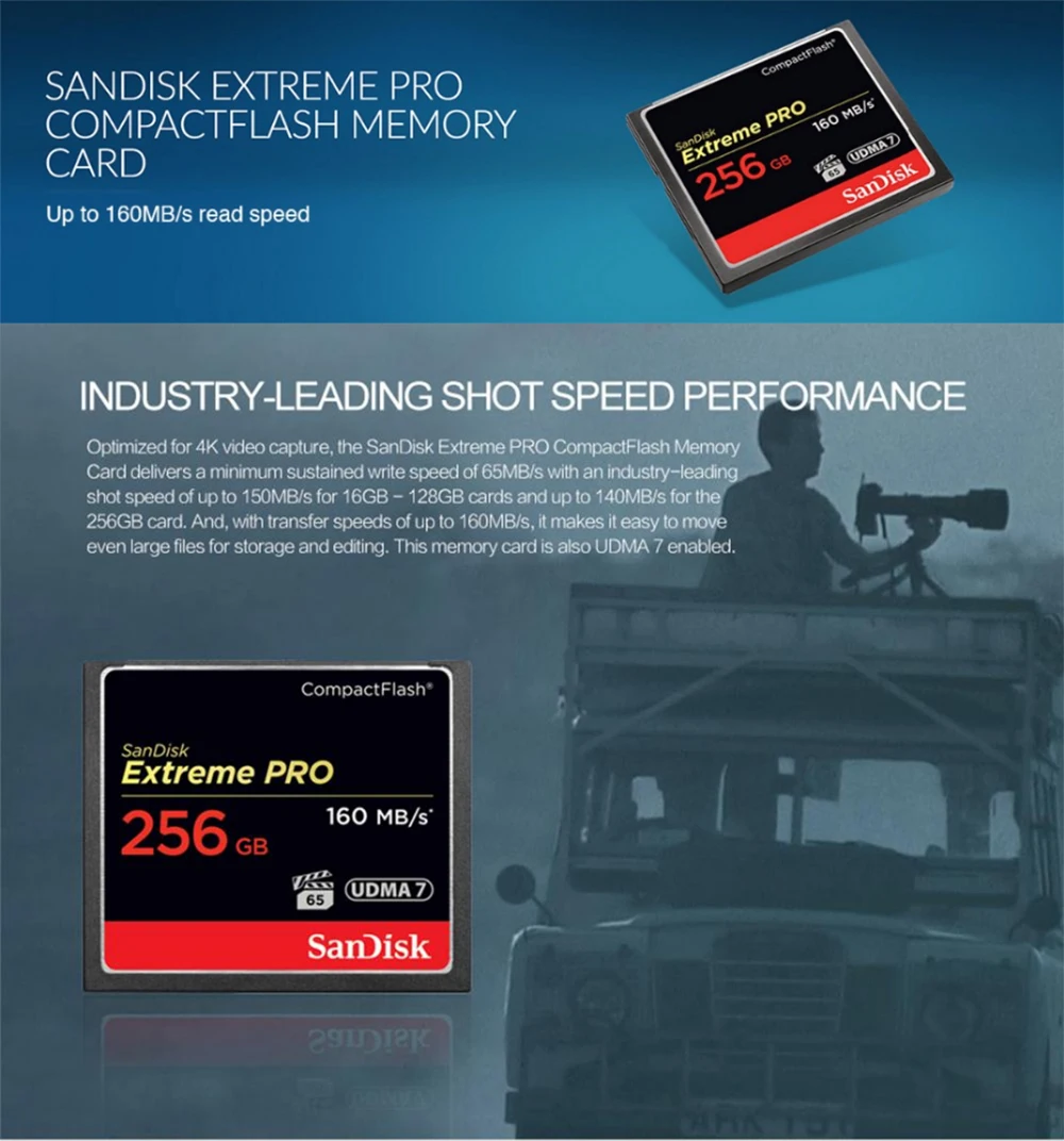 SanDisk CF карта памяти 256 ГБ 128 Гб 64 ГБ 32 ГБ 16 ГБ Extreme Pro высокоскоростная Флешка карта для DSLR и HD видеокамеры для камеры