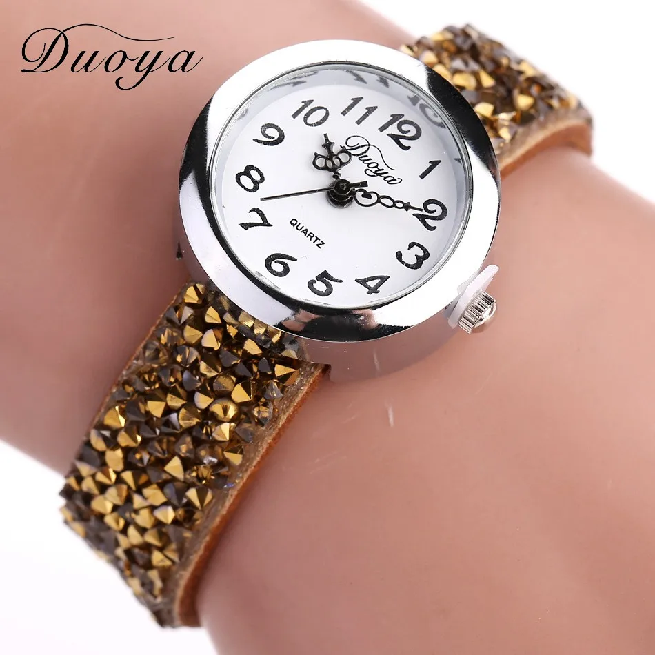 Роскошные женские часы, женские часы с кристальным браслетом, повседневные стразы, кварцевые наручные часы, горячая Распродажа# D - Цвет: gold