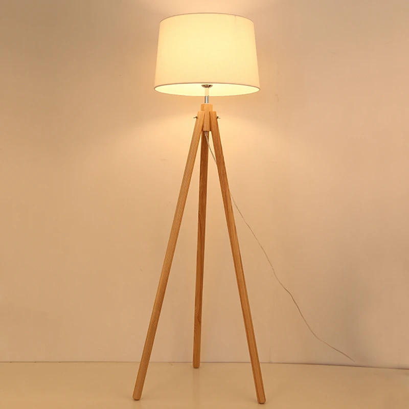 

Modern Minimalist Wood Tripod standing lamp simple life Fabric Shade Creative Floor Light For Living Room Study Lighting Fixture