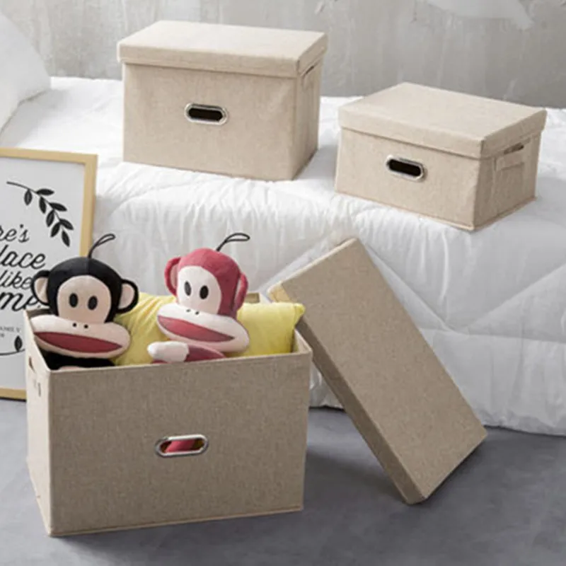 القطن و الكتان الملابس الداخلية تحتوي على القماش مربع لحاف أشتات صندوق تخزين الأطفال الحلي لعبة الجارديان خزانة تصنيف مربع