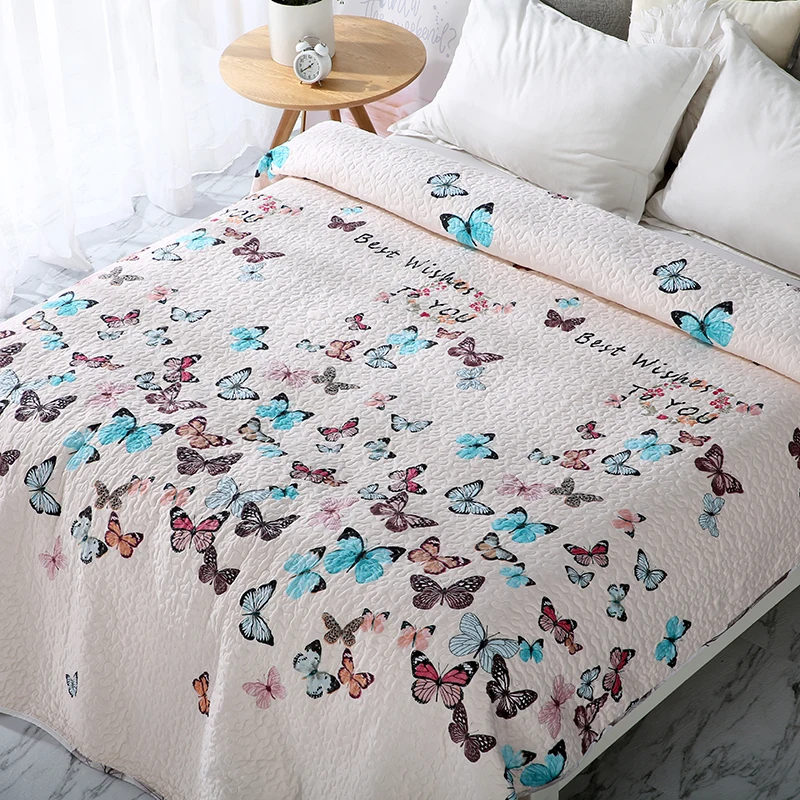 

Multicolored butterfly Printed elegant European Soft summer blanket quilted coverlet/ bedspread/quilt/summer Duvet #sw