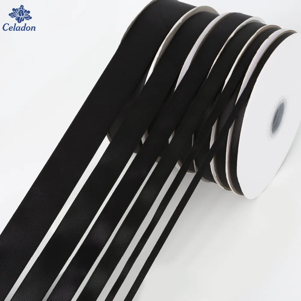 5 ярдов/партия ширина 7 мм/10 мм/15 мм/20 мм/25 мм/38 мм|grosgrain ribbon roll|ribbon rollblack |