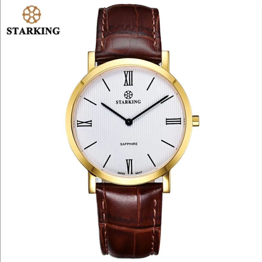 Старкинг Япония кварцевые часы мужские модные топ бренд все черные натуральная кожа сапфир Бизнес наручные часы Ретро Мужские часы 3ATM - Цвет: BM0897GL91