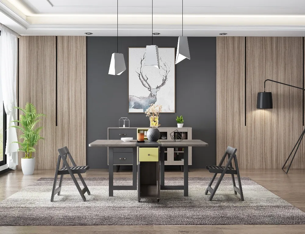 Modern Multifunctional Folding Dining Table - Space-Saving Furniture for Dining and Home Decor image 3