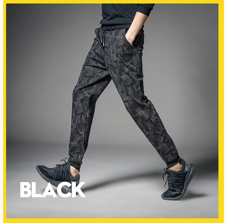 Новые весенние камуфляжные штаны для бега, мужские повседневные тонкие камуфляжные черные спортивные штаны, шаровары, мужские брюки, Прямая поставка ABZ164