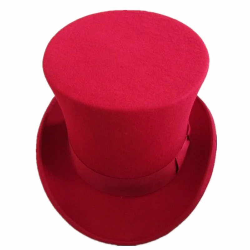 18cm Black Red Gray High Wool High Top Hat For Men And Men Chapeau Fedora Magician Felt Vintage Party Church Hats S M L XL
