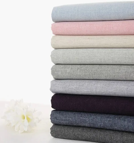 

2017 Summer Style Black Blue Simple Natural Yarn Dyed Cotton Linen Cloth Fabric Sewing Patchwork 100*140cm (1meter)