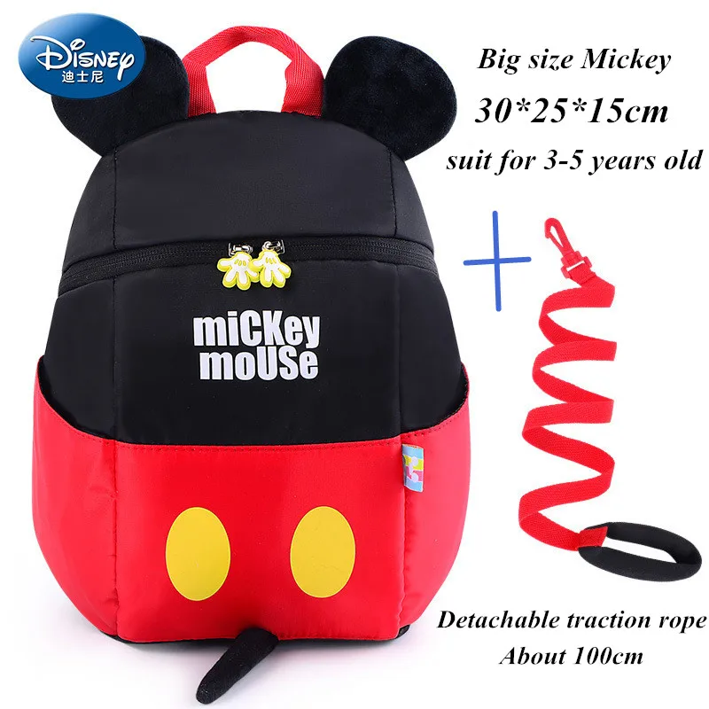 

New Arrival Disney Mickey Minnie Waterproof School Book Backpack Ultralight Kids Large Capacity With Traction rope Anti-lost Bag