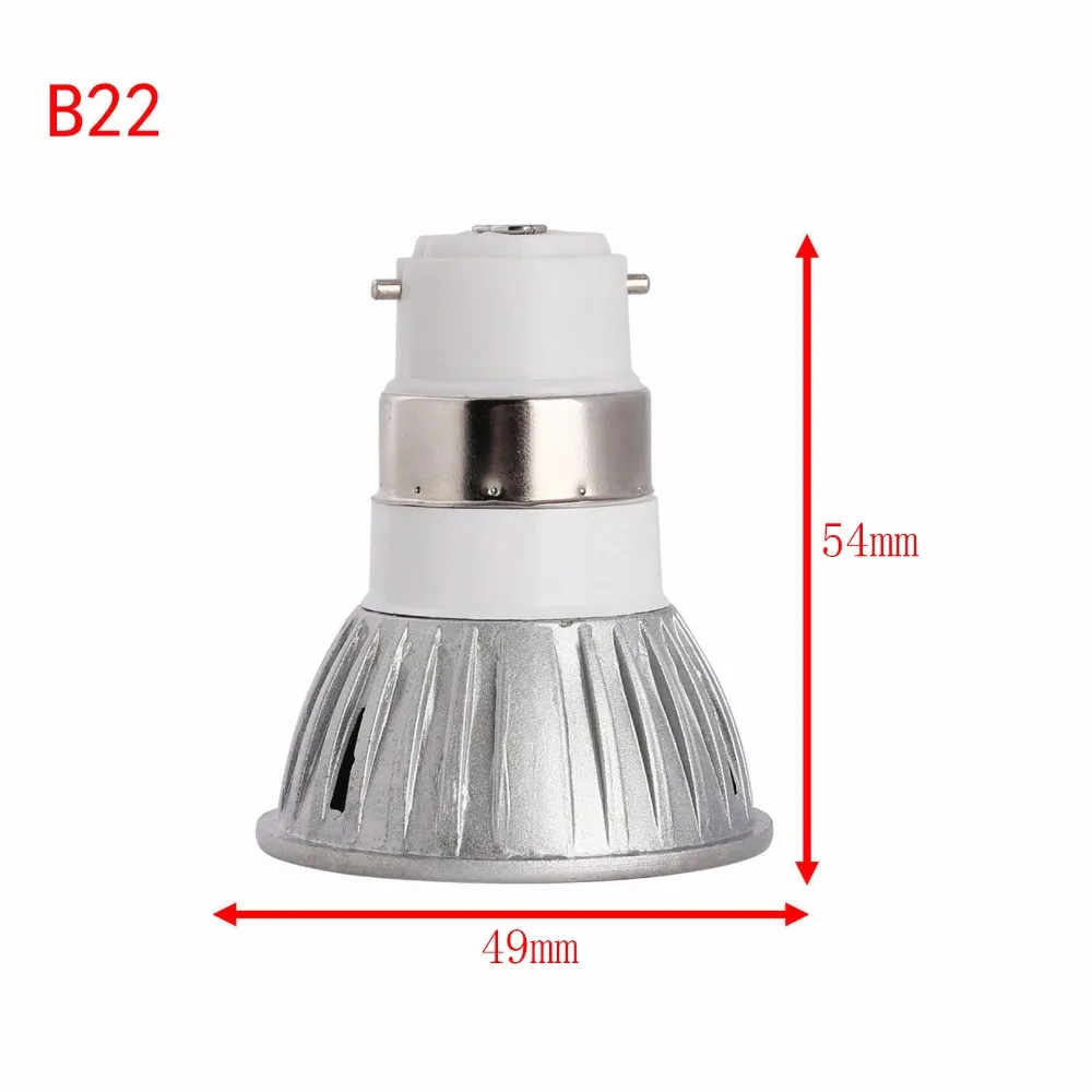 Супер яркая лампочка с регулируемой яркостью Светодиодный точечный светильник с 3 Вт GU 10 E12 E14 E27 B22 GU5.3 светодиодный лампы светильник 110V 220V Теплый/Холодный белый базовый потолочный светодиодный светильник