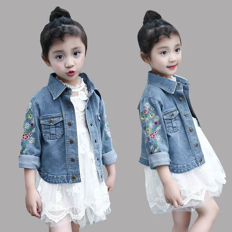 Denim Coats For Girls Floral Jackets for Children Outerwear for Kids ...