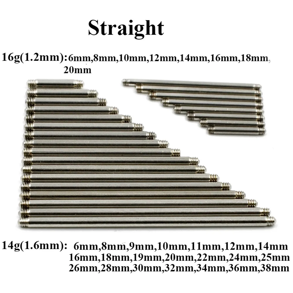 

Showlove-Stainless Steel Replacement Accessories shaft replacement Straight Barbell Bar Tongue Lip Ear Ring Piercing Jewelry