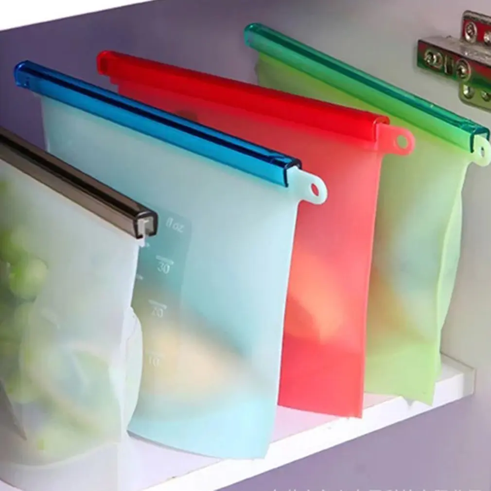 

Portable Size Reusable Seal Silicone Food Fresh Bag Vacuum Sealer Fruit Meat Milk Storage Bags Kitchen Accessories
