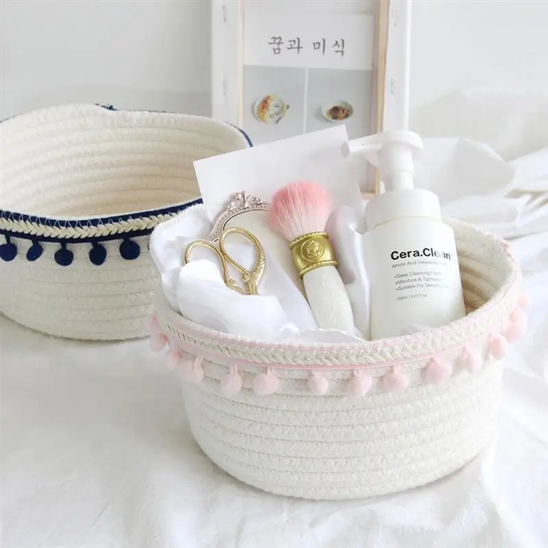 Desktop Storage Basket Cotton Rope Knit Simple Plush Ball Decor Storage Pouch For Sundries Key Phone (Random Color Plush Ball) Desktop Storage Basket Cotton Rope Knit Simple Plush Ball Decor Storage Pouch For Sundries Key Phone (Random Color Plush Ball)