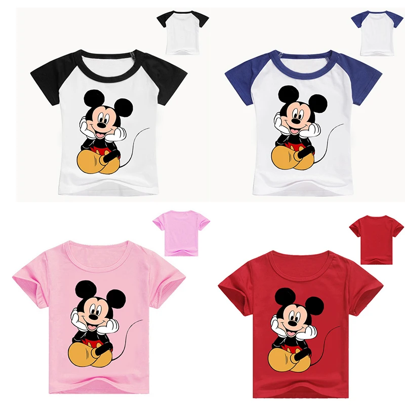 

Cute Mickey Children Baby Clothing Unisex Boys Short Sleeve Tops 2019 Hot Sales Mickey T-shirt O-Neck Boys Tops Girls Clothes