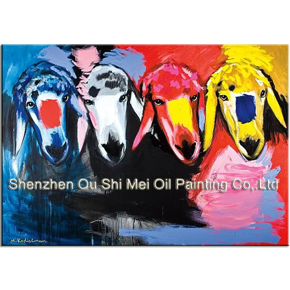 

High Skills Menashe Kadishman Artist Handmade Abstract Oil Painting on Canvas Modern Art Color Sheep Painting for Wall Pictures
