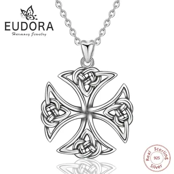 

EUDORA 100% 925 Sterling Silver Celtics Knot Cross Pendant girls necklace for Men Women Unique boyfriend Gift Sliver Jewelry