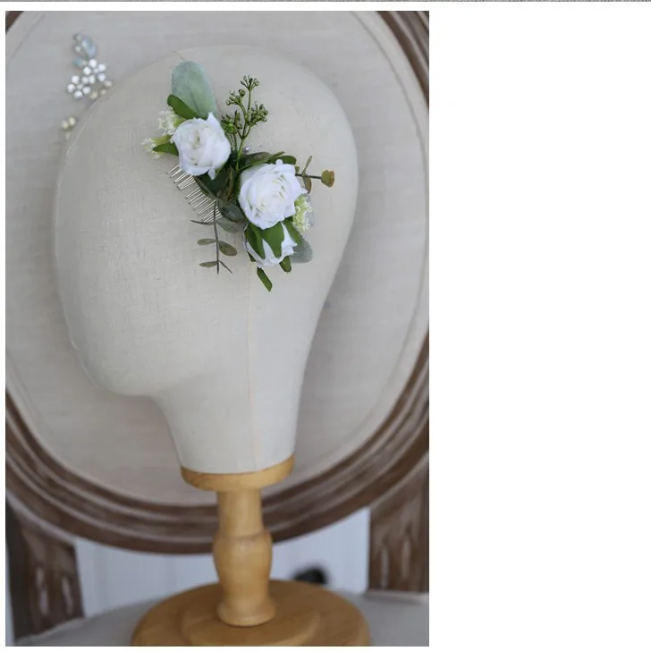 Dawer me белый цветочный свадебный гребень для волос аксессуары зеленый лист невесты венок для волос свадебный головной убор