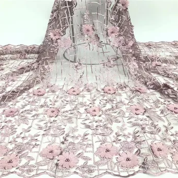 

High Quality Swiss Voile Lace 2019 African White Nigeria Lace Fabric With Pink Beads African Lace Fabric For Clothes(JJ-6-19