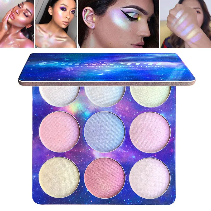 

2018 9 Colors Eye Shadow Highlighter Palette Face Brighten Makeup Colored Highlighter Eyeshadow Cosmetics Eyes Makeup Eyeshadow