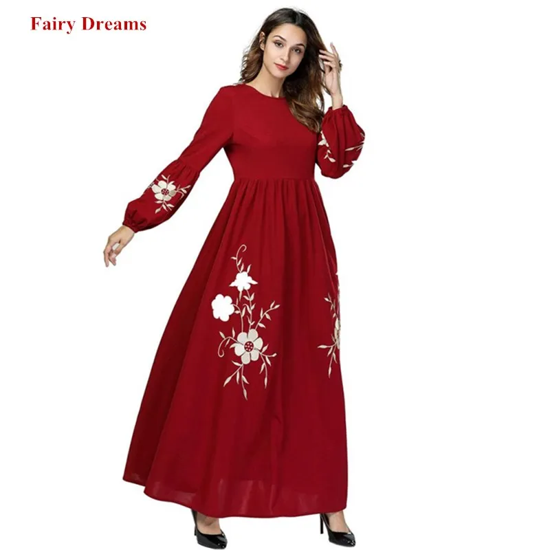 

Dubai Abayas For Women Embroidery Maxi Muslim Dress Kaftan Turkish Bangladesh Arab Islamic Clothing Ladies Plus Size Robe 4XL