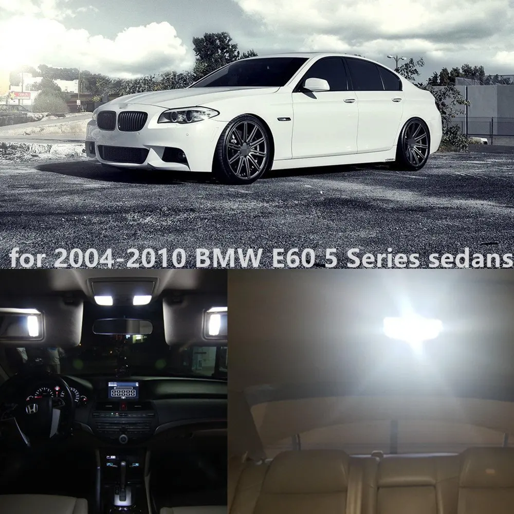 

WLJH 17pcs White Accessores Replcement Package LED Bulbs Car Auto LED Interior Lights Kit for 2004-2010 BMW E60 5 Series Sedans